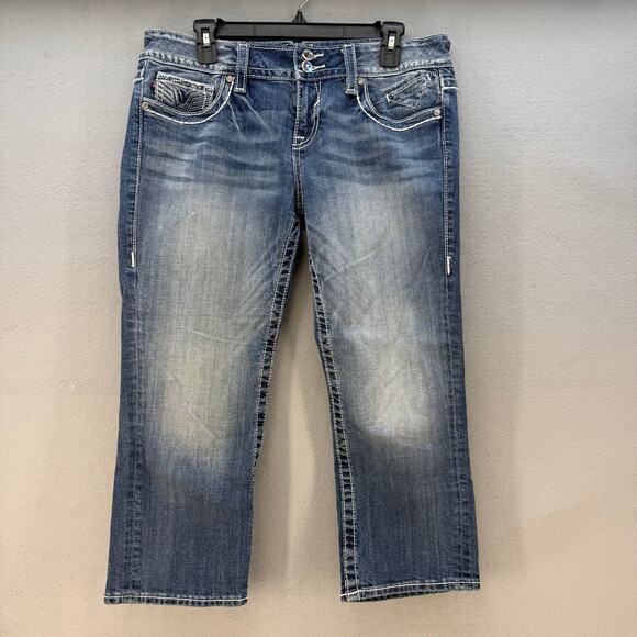 Vigoss Jeans Womens 9/10x21 Blue The Chelsea Capri Embellished Preppy Summer - Picture 1 of 15
